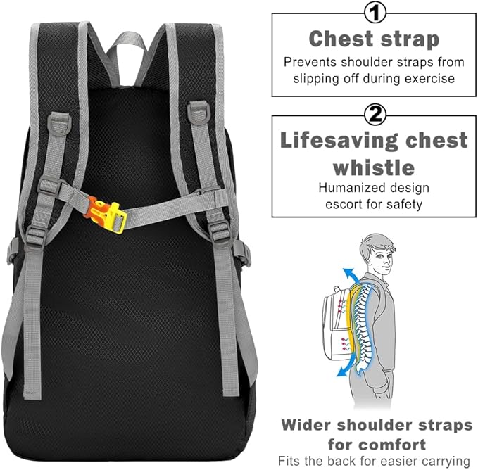 WEREWOLVES 20/35L Lightweight Hiking Backpack, Ultralight Water Resistant Packable Daypack for Women Men