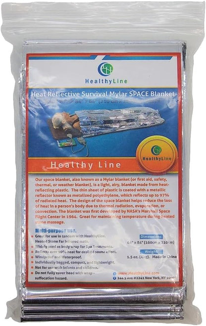 Emergency Blankets for Survival - Disaster Preparedness Prepping Supplies - Space Blanket (2 Pack) - 80" x 40" Retains up to 90% of Body Heat - Mylar Blankets for Camping & Outdoors by HealthyLine