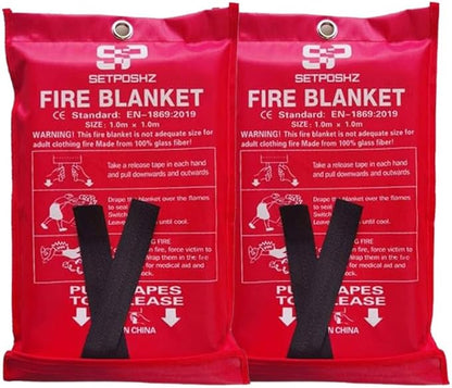 Emergency Fire Blanket Extinguisher Fire Blankets for Home 40" x 40" Fire Blanket to Smother a Kitchen. Fire Blankets are Simple to use by Pulling Down tabs (Pack 2)