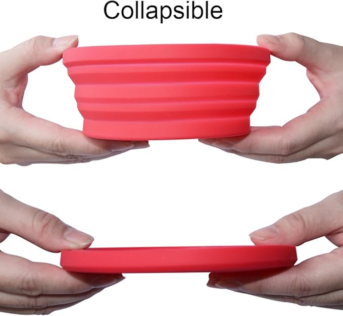Silicone Expandable Collapsible Bowl for Travel Camping Hiking (Red(S))