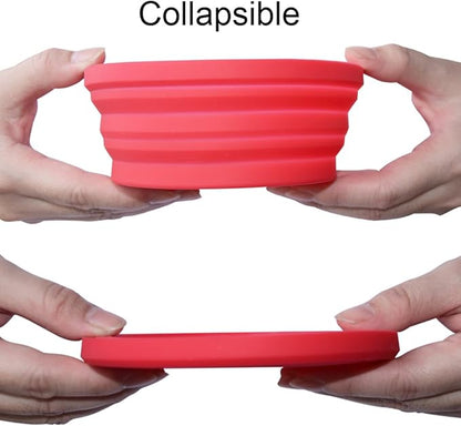 Silicone Expandable Collapsible Bowl for Travel Camping Hiking (Red(S))