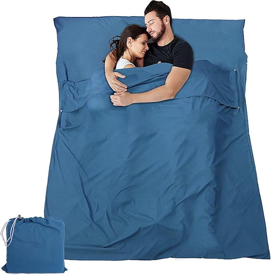 Sleeping Bag Liner and Camping Sheet, Camping & Travel Sheets for Adults, Lightweight Double Sleep Sack for Outdoor Travel Hiking Hotels Picnics