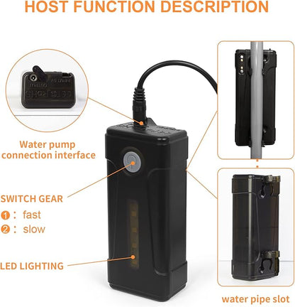 Portable Shower for Camping, Rechargeable Portable Camping Shower, Camp Shower with Double Portable Shower Head and 2 Flow Mode, Camping Shower for Hiking Beach Swimming Outdoor