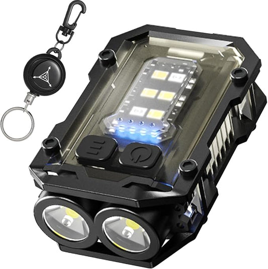 Clip-on Flashlight with Extendable Keychain, Compact Pocket Light for Night Work, Running, Walking, Camping, Fishing, Hiking, USB-C Rechargeable Small Pocket EDC LED Flash Light-Super Bright 800LM