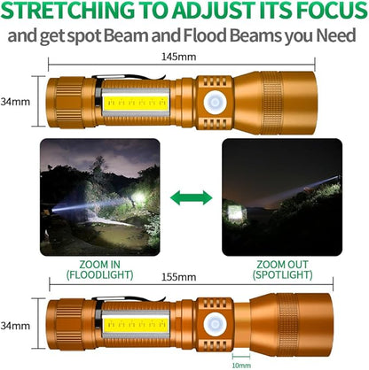 Black Light Flashlight, 3 in-1 Rechargeable Flashlights, UV Light Magnetic LED Flashlight High Lumens, 7 Mode Camping Waterproof Flashlight for Pet Urine Detection (1pack Brown)