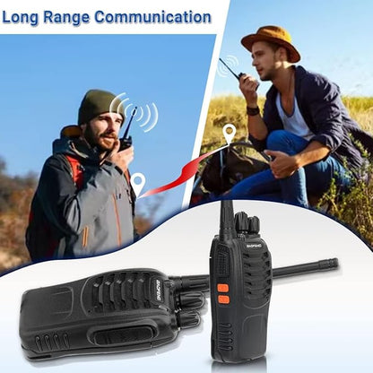 Baofeng Walkie Talkies Rechargeable Long Range for Adults Walkie Talkie Earpiece with Mic Waki Taki Handheld Two Way Radio with USB Base Charger Walky Talky for Camping Hiking(4 Pack)