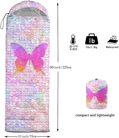 QOOMO Camping Sleeping Bags,3 Season Warm & Cool Weather,Lightweight,Waterproof Sleeping Bags for Adults & Kids,Traveling,and Outdoors,Camping Gear Equipment