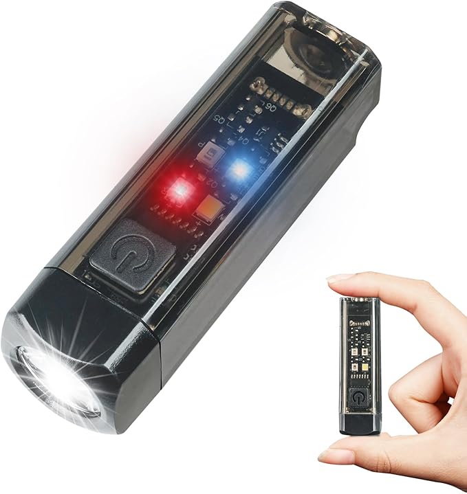 S03 Keychain Flashlight USB C Rechargeable, Mini Flashlight with Side Light, Small Pocket Keychain Light Magnetic Tail, Waterproof EDC Flashlight for Camping Dog Walking Emergency