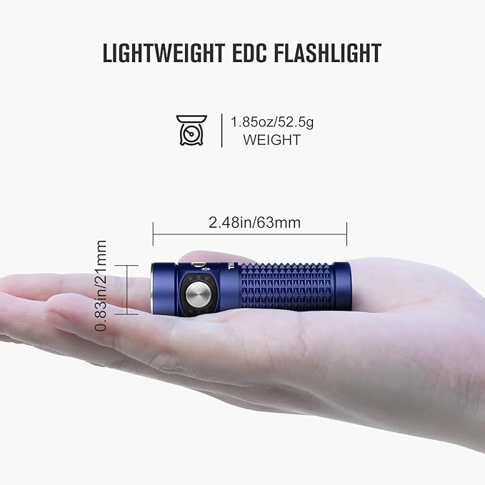 OLIGHT Baton4 Rechargeable EDC Flashlight, LED Pocket Flashlight 1300 Lumens with Magnetic Charging Cable, Small Powerful Bright Flashlight for Home, Camping, and Emergencies (Regal Blue)