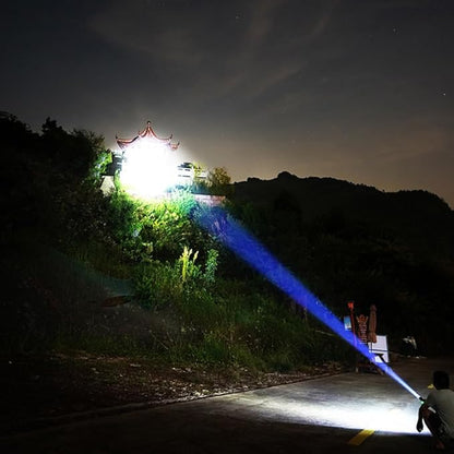 High Powered Handheld Flashlight, Rechargeable LED Flashlights with a Long-range Reach, Colorful Fluorescent Strips Body, Mechanically Zoomable, for Hunting, Searching, Fishing, Exploring, Camping