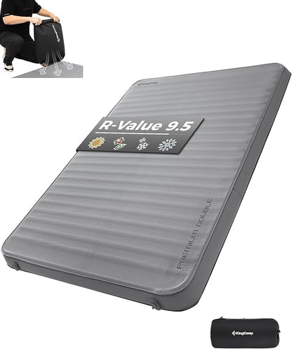 KingCamp Self Inflating Sleeping Pad for Camping Ultra Thick Double Single Foam Mattress High R Value Camping Air Pad Mat, Multi Colors & Sizes