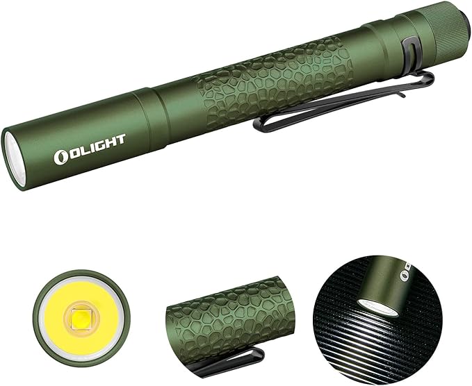 OLIGHT I5T Plus 550 Lumens EDC Flashlight, Pebble Pattern Pocket Flashlights, Powered by 2 AA Batteries Slim Light with Clip for Everyday Carry (Cool White Light: 5700~6700K)