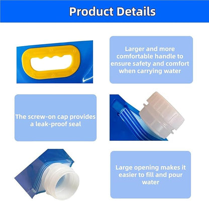 Portable Water Storage Containers For Camping, Collapsible Water Bag, Water Jugs For Hiking,Reusable Gallon Water Jug, Drink Pouches For Emergency (10L, Count, 2)