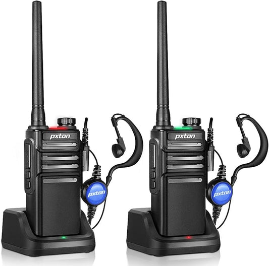 999S Rechargeable walkie talkies for Adults Long Range with Upgrade earpieces and Charger Dock,GMRS Handheld Two Way radios IP54 Waterproof 10 NOAA CH walkie Talkie (2 Pack)
