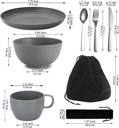 Berglander Camping Mess Kits, Camping Silverware Set Spoons Forks Knives, Camping Essentials Gear, Camping Accessories for Travel, Camping, Picnic, Outdoor, Easy to Carry and Clean