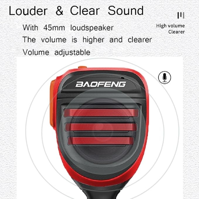BAOFENG BF-F8HP Microphone Speaker Handheld Mic Waterproof Upgrade of Original BF Mic for GMRS Ham Radio 2Pin K Mic Compatible with UV-K5 UV-82 UV-S9 Plus UV-17R P15UV