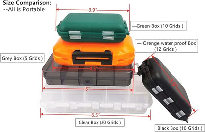 2x Small Hard Fishing Tackle Box Portable Case Hooks Lure Baits Storage Box Containers For Storing Swivels Jigs Hooks Sinker,20 Compartments (White)