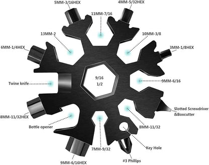 4 Pack 18 In 1 Snowflake Multi Tool, Stainless Steel Beer Bottle Opener, Flat Phillips Screwdriver Kit/Wrench, Outdoor Durable and Portable