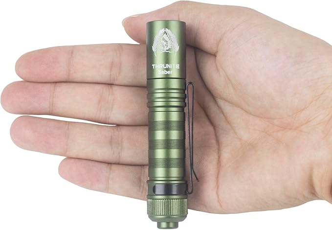 ThruNite BSS Saber EDC Flashlight Customized Black Scout Survival Edition Max 1015 Lumens USB-C Rechargeable Mini LED Handheld AA Flashlights, Green Cool White
