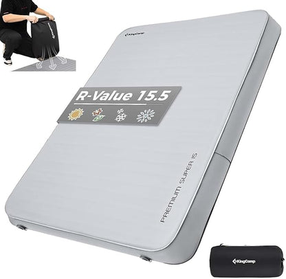 KingCamp Self Inflating Sleeping Pad for Camping Ultra Thick Double Single Foam Mattress High R Value Camping Air Pad Mat, Multi Colors & Sizes