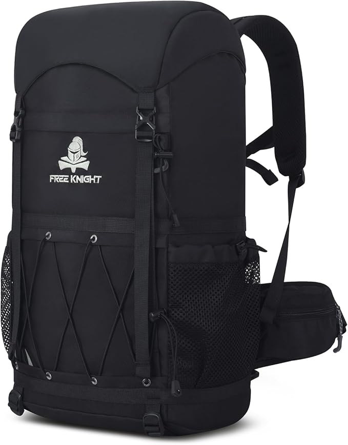 Bseash 40L Waterproof Hiking Backpack with Rain Cover, Outdoor Sport Travel Bag Daypack for Camping Climbing Cycling Skiing (Black)