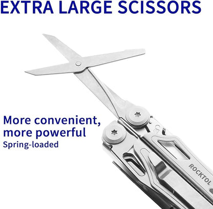 Multitool, 22-in-1 Multi-tool Pliers with Fire Starter, Emergency Whistle, Glass Breaker, Safety Locking and Nylon Sheath for Survival, Camping, multitool for men