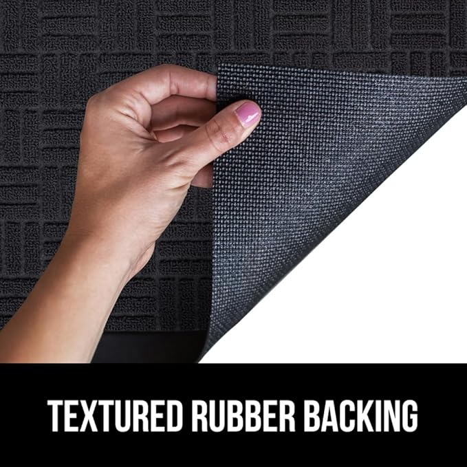 GORILLA GRIP 100% Waterproof All-Season WeatherMax Doormat, 72x24 Runner, Durable Natural Rubber, Stain and Fade Resistant, Low Profile, Indoor Outdoor Door Mats, Easy Clean Entrance Mat, Black Maze