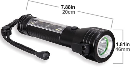 Spurtar Solar Powered Flashlight 2 Packs 2000mah USB Rechargeable Tactical Torch, Emergency Flashlights with Car Hammer Seat Belt Cutter Compass & Magnet 7 Modes, Emergency Car Kit