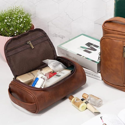 Personalized Small Toiletry Bag for Men,Premium Quality Durable and Stylish Travel Organizer for Travel, Grooming and Personal Care,Waterproof Leather Dopp Kit Gift for Father's Day