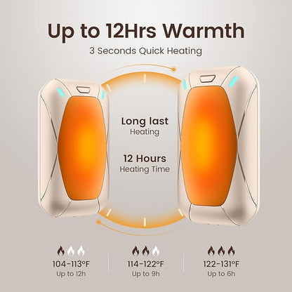 Hand Warmers Rechargeable, 2 Pack Magnetic Electric Hand Warmers, 6000mah Max 12Hrs Quick Charge Portable Hand Warmer, Great Gift for Christmas, Raynauds, Outdoors, Hunting, Golf, Camping