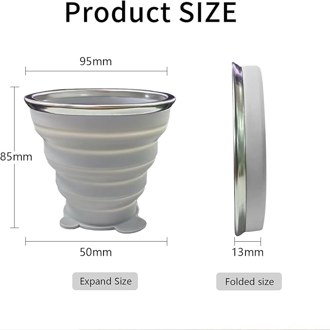 2 pcs 180ML Silicone Small Foldable Cup-Expandable Folding Drinking Cup -Reusable Portable Mugs Cup with Lids For Travel, Camping, Hiking, Survival, Holiday, Outdoor Sports