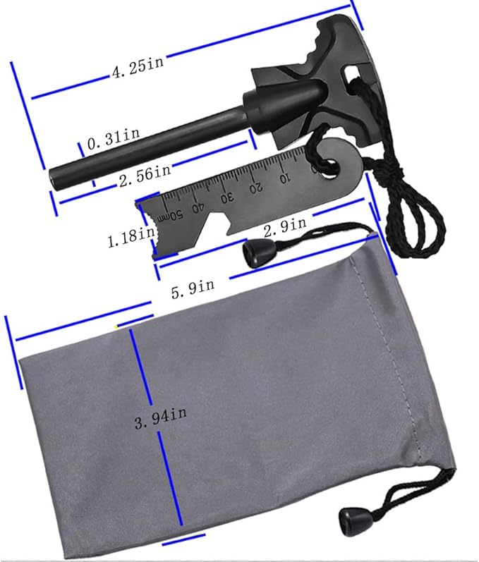 4.25 Inch Flint Fire Starter, Survival Ferro Rods Starter with Easy Grip Handle and Multifunction Striker, Waterproof Flint Fire Can be Struck 15000 Times for Camping, Hiking (Pack of 2)