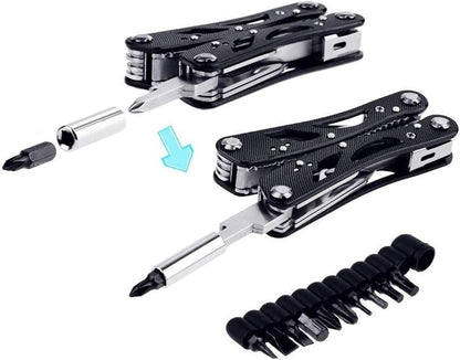 Multi tool with Pliers, Knife Bottle Opener Screwdriver Saw - Perfect for Outdoor Survival Camping Fishing & Hiking 11 in 1 Plus 11 Bits
