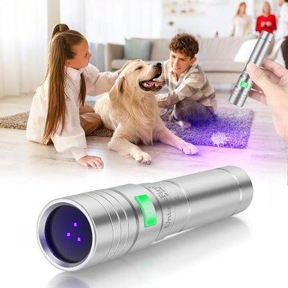 UniqueFire 365nm uv Black Light Flashlight Mini, 365nm uv Flashlight Rechargeable USB Strong UV LED Pocket Flash Light, Detector for Pet Urine, Fluorescent Agents, Paper Currency, Antique Jade