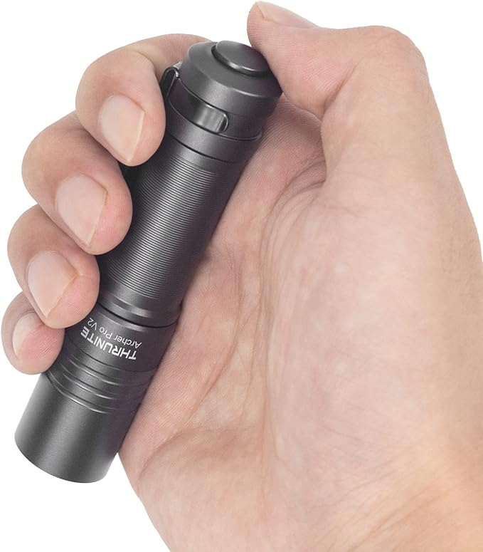 ThruNite Archer Pro V2 EDC Flashlight - 950 Lumens, USB-C Rechargeable, Tail Switch LED Penlight for Camping, Outdoor & Emergency - Cool White (Grey)