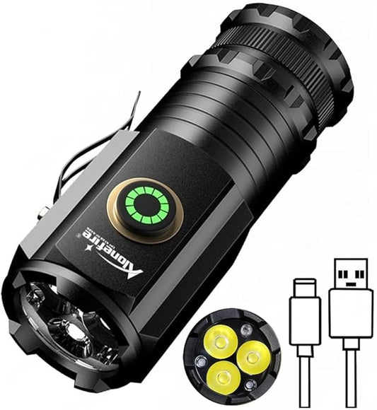 ALONEFIRE X23 Mini LED Flashlight Type C USB Rechargeable Bright Small Torch 5 Modes Portable Pen Light Waterproof Long Battery Life with Tail Magnet, Clip, Battery for Outdoor, EDC Carry, Hiking