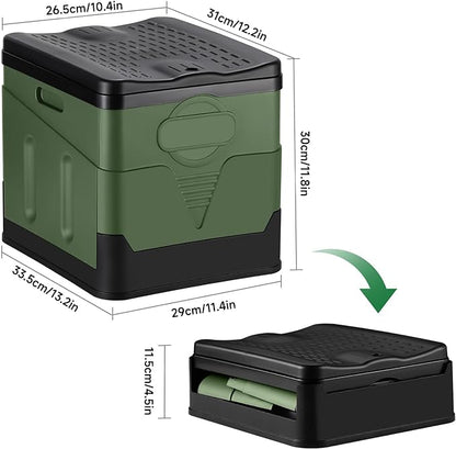 Camping Portable Toilet, Foldable Portable Toilet With Lid, Adult Portable Bedpan Car Toilet Bucket Toilet, Outdoor Camping Hiking, Travel, Beach, Boating Travel Toilet (Green)