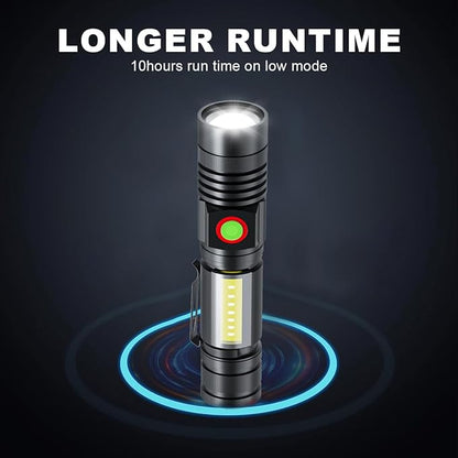 iToncs USB Rechargeable Flashlight, 2000 Lumens Super Bright Magnetic Flashlight with COB Work Light, Waterproof, 4 Modes, Pocket Tactical Flashlights 2 Packs Tactical Flashlights with Holsters