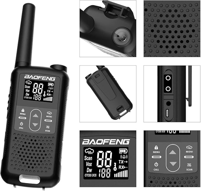 BAOFENG Long Range Two-Way Radio,Bring Headphones Rechargeable, Waterproof Rainforest,NOAA Weather Forecast, VOX Hands-Free (2 Packs)