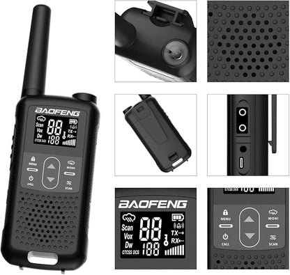 BAOFENG Long Range Two-Way Radio,Bring Headphones Rechargeable, Waterproof Rainforest,NOAA Weather Forecast, VOX Hands-Free (2 Packs)