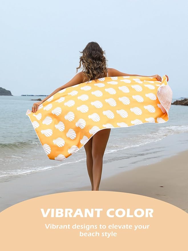 Eunzel 2 Pack Microfiber Beach Towel, Quick Dry Travel Towel Large Sand Free Towel for Beach, Camping, Swim Pool, Gym, Sports& Yoga 71"x32", Sea Shell