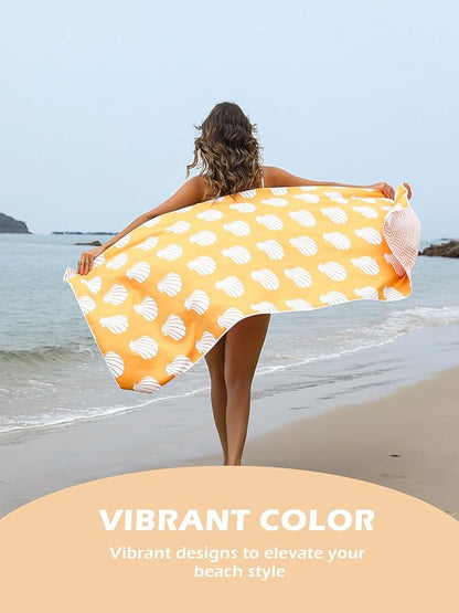 Eunzel 2 Pack Microfiber Beach Towel, Quick Dry Travel Towel Large Sand Free Towel for Beach, Camping, Swim Pool, Gym, Sports& Yoga 71"x32", Sea Shell