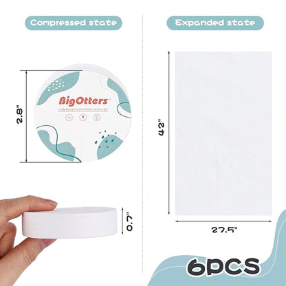 BigOtters Compressed Towel Tablets, Disposable Bath Towel 27.5" x 42" Large Cotton Bath Towels for Hotel Travel Camping Hiking Beach Swimming Vacation