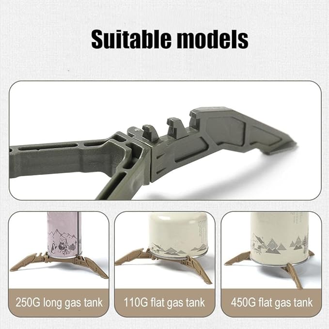 2Pcs Camping Stove Fuel Can Stabilizer, Mini Foldable Outdoor Hiking Cooking Gas Tank Bracket,Foldable Outdoor Cartridge Canister Tripod (Black)