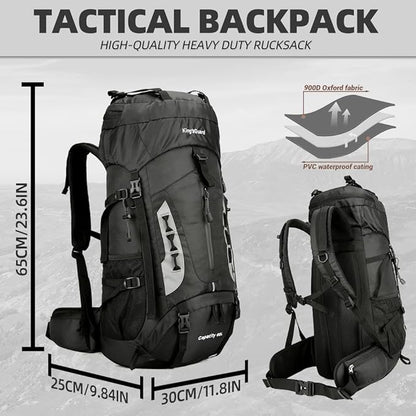60L Hiking Backpack Lightweight Camping Backpack with Rain Cover Large Waterproof Packable Outdoor Trekking Travel Backpack for Men Women (Black)