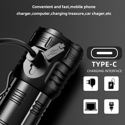 ALONEFIRE X68 Mini LED Flashlight Type C USB Rechargeable Bright 8 LED Light Source Small Torch 8 Modes Waterproof Long Battery Life with Tail Magnet, Clip, Battery for Outdoor, EDC Carry, Hiking