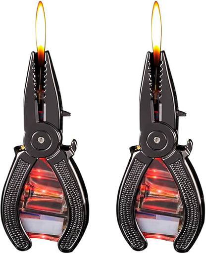 2PACK Black Windproof Flame Adjustable Lighter,Cool,Jet Torch Flame Lighters,Butane Refillable Torch,BBQ Candles Camping (No Butane Fuel)