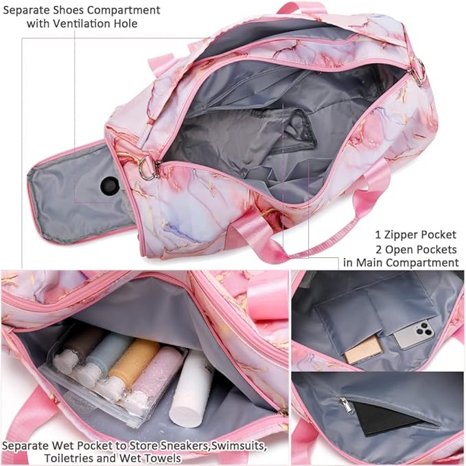 Meisohua Dance Bag for Girls Sports Duffle Bag for Girls Ballet Bag Travel Overnight Bag Girls Sports Gym Bag with Shoes Compartment and Separate Dry Wet Pocket