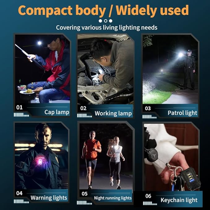 Clip-on Flashlight with Extendable Keychain, Compact Pocket Light for Night Work, Running, Walking, Camping, Fishing, Hiking, USB-C Rechargeable Small Pocket EDC LED Flash Light-Super Bright 800LM