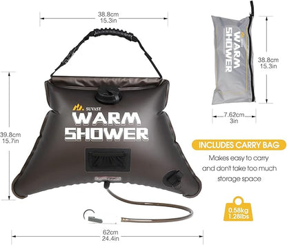 Solar Showers,3rd Generation Outdoor Shower Bag,A Model of Durability,4 Gallon/15L- Portable Shower for Camping,Camp Shower kit with hot Water.